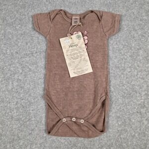 Earth Creations Romper Baby Girls‎ 3-6 Months Brown Hemp Organic Floral Bodysuit